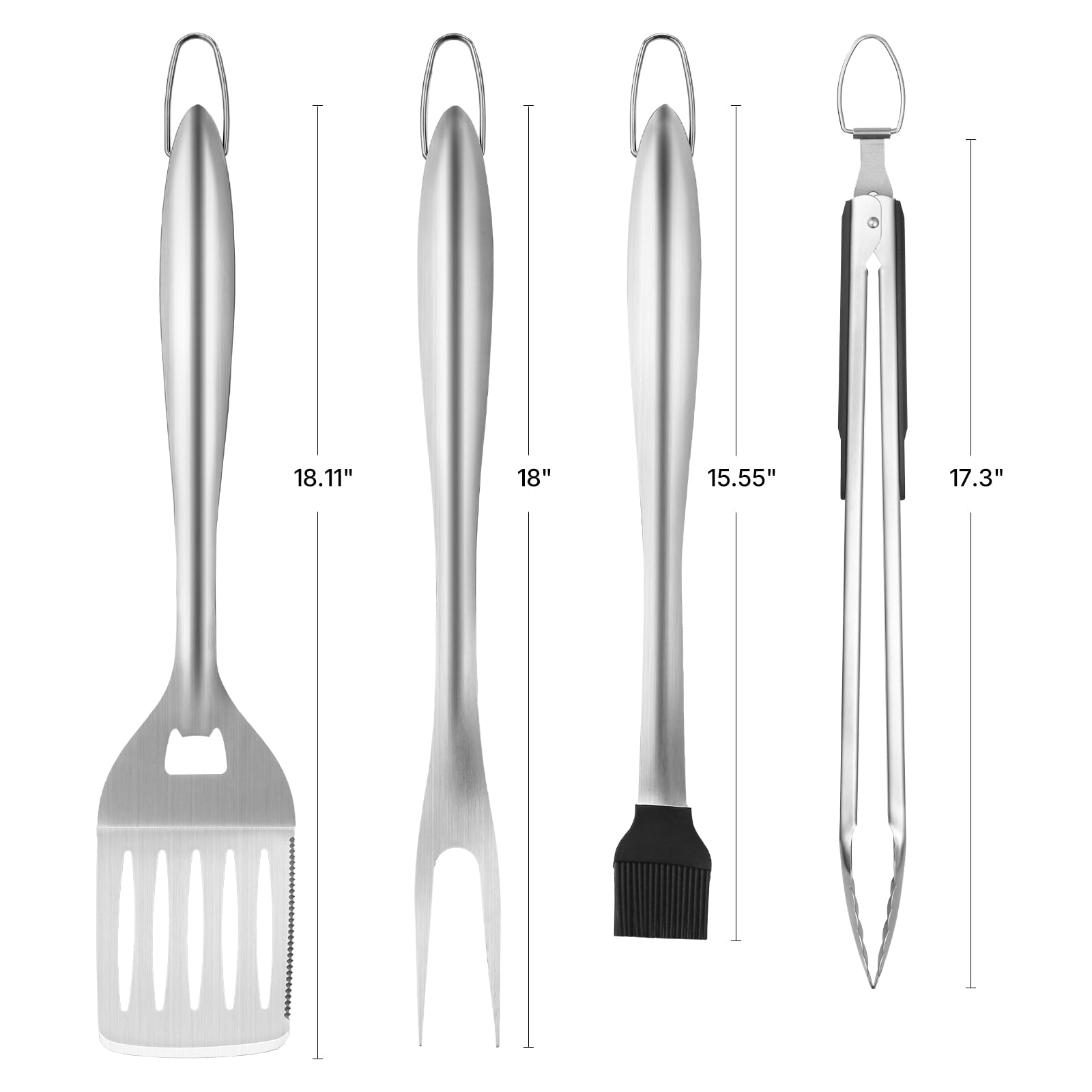 4 Piece Stainless Steel Grilling Tool Set For Bbq Barbecue Utensils_voghion.com